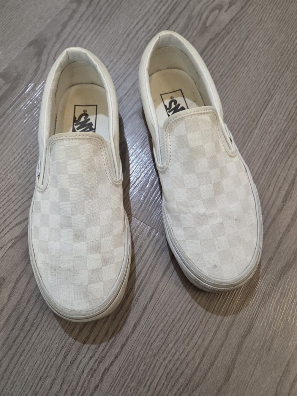 Vans White Gray Checkerboard Sneaker Size 7.5